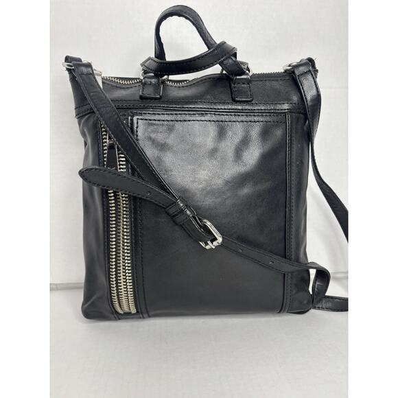 Frye black leather cross body / Top Handle Bag purse-tote-everyday bag- moto bag - Picture 16 of 16